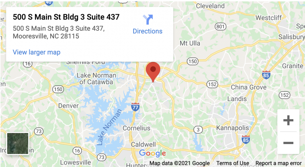 Mooresville location Google map