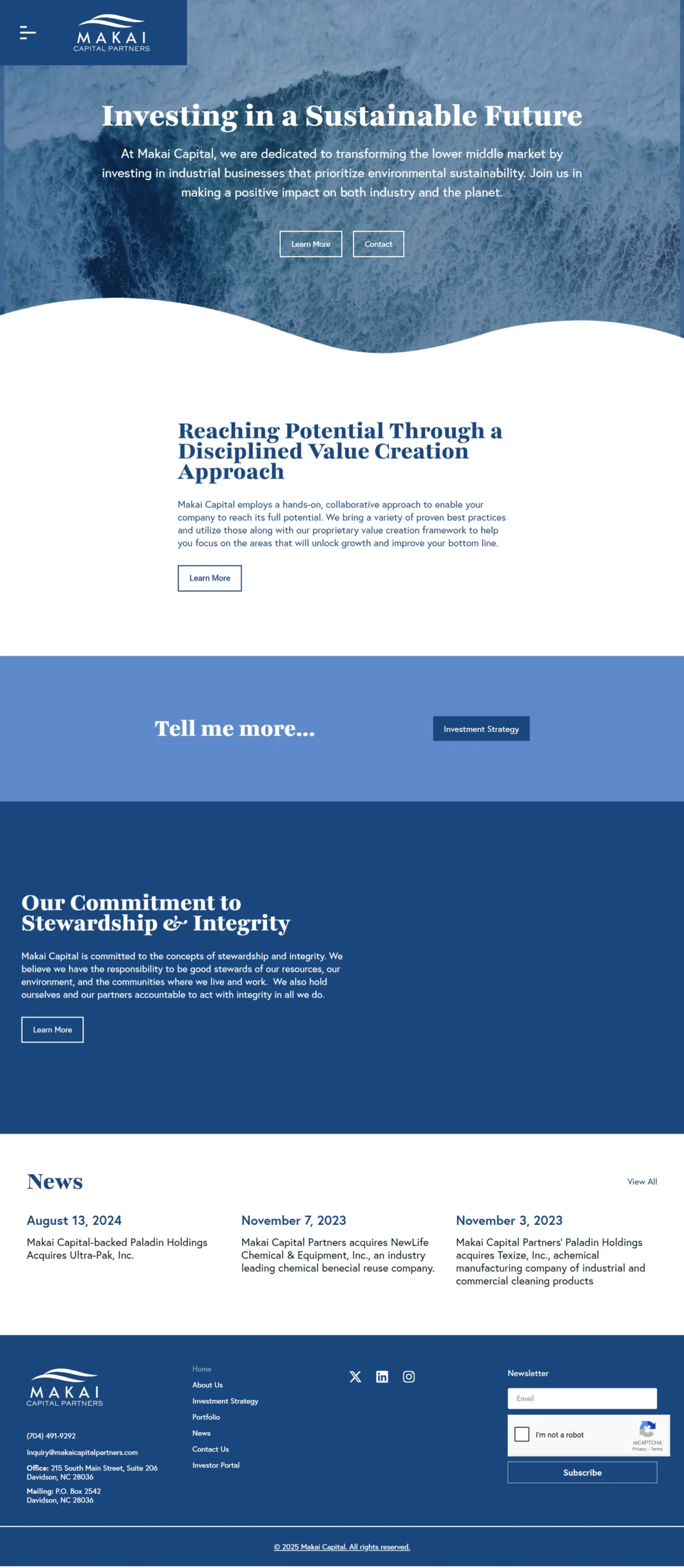 Makai Capital Partners web design and development in Greenville SC